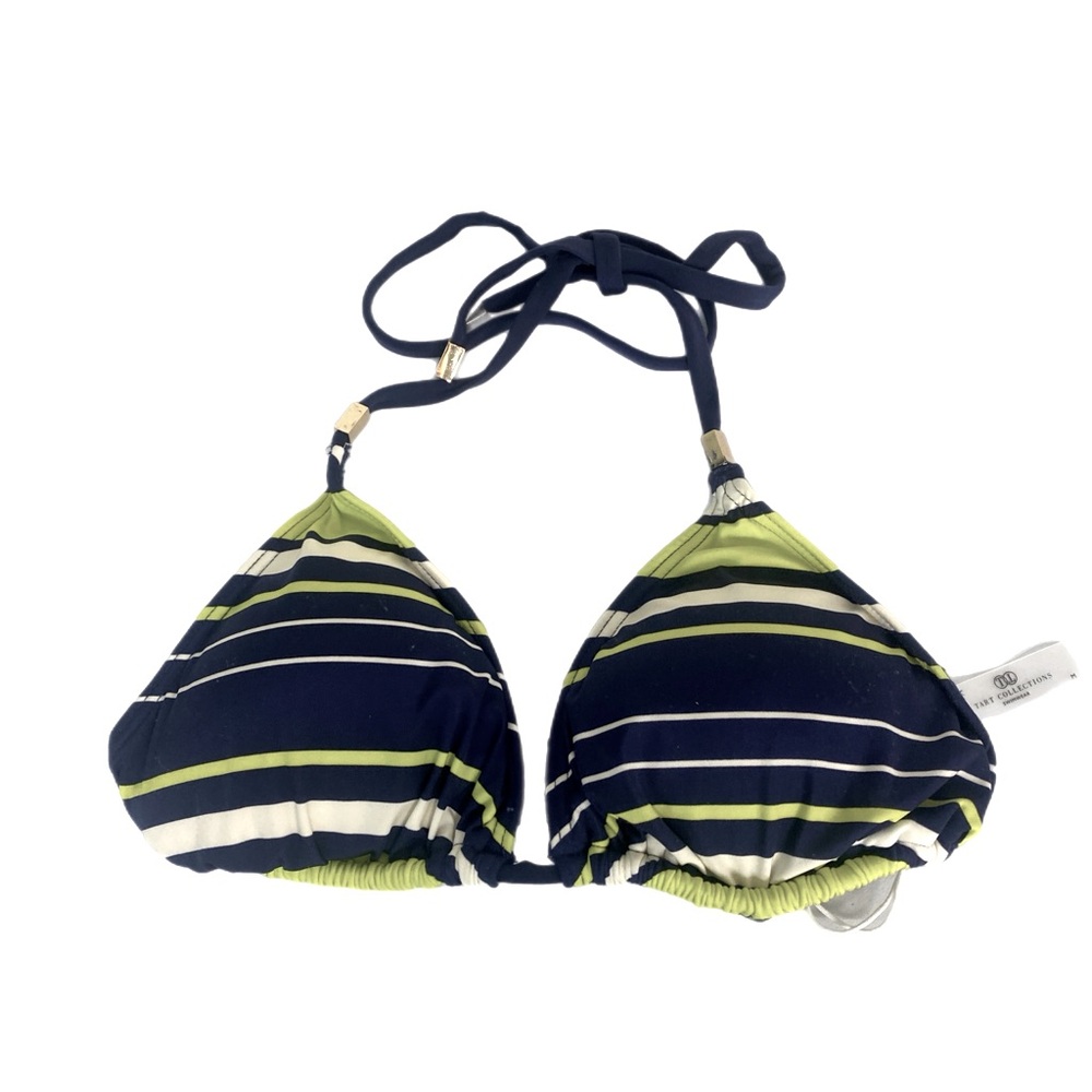 Tart Collections Women’s Stripe Bikini Top Size M Blue, Lime Green White NWT